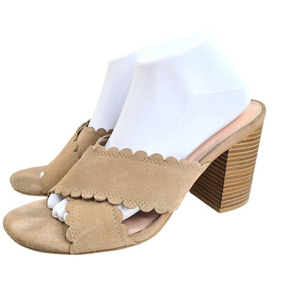 MIA Rosalyn Block Heel Slip On Criss Cross Sandal in Tan Nude - Picture 1 of 7